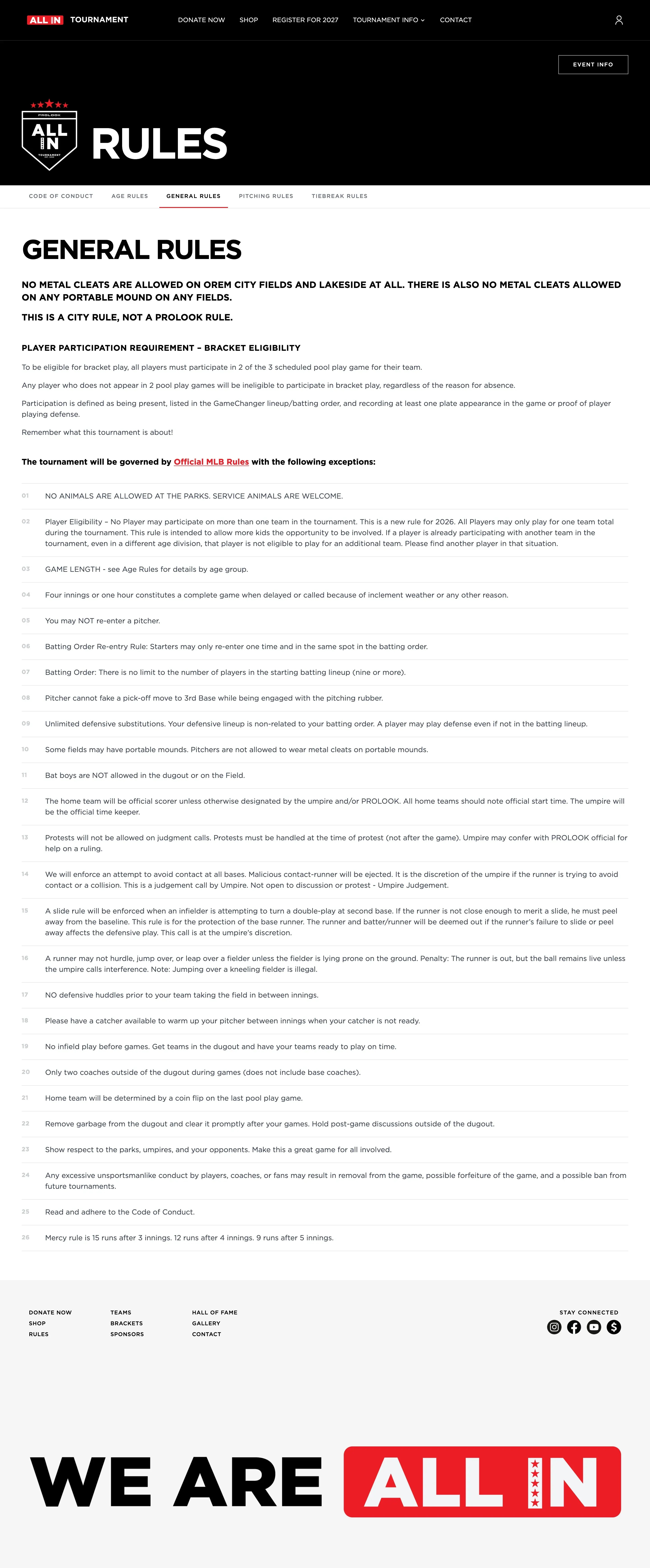 The rebuilt rules page, black header and white page with the rules numbered down the margin.