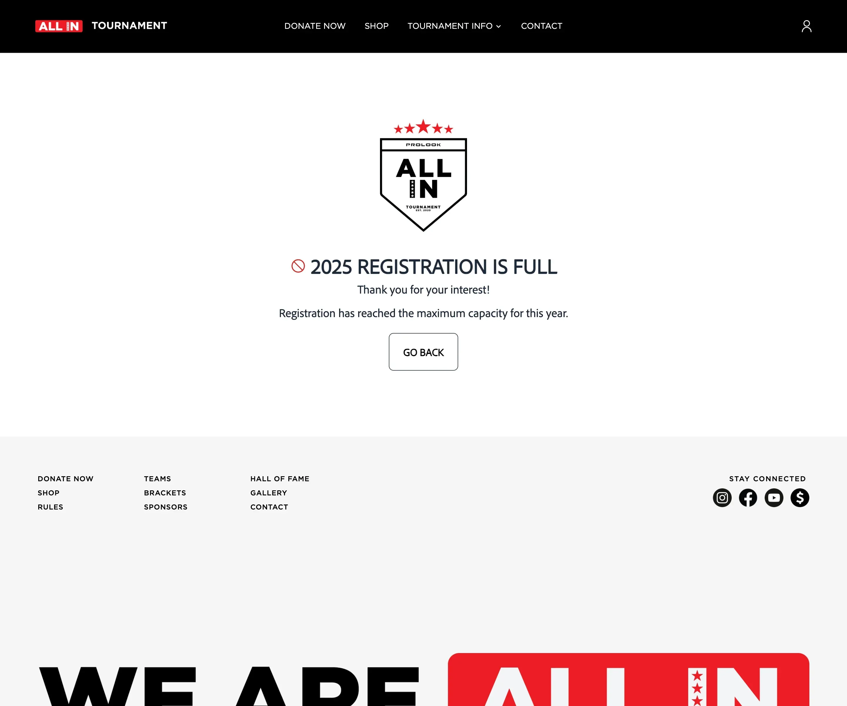 A page reading "2025 Registration is full".