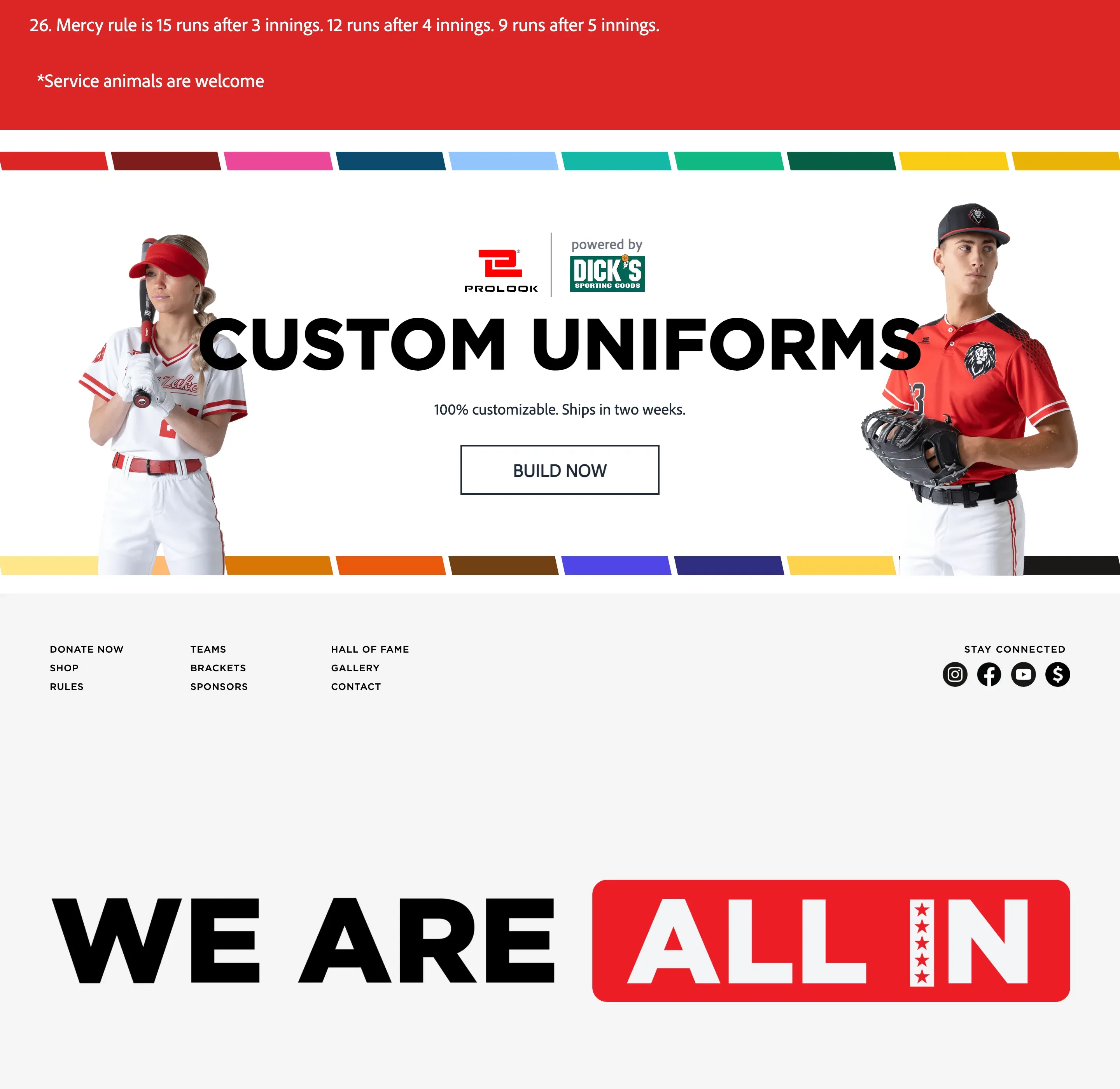 The bottom of the rules page at 2.0.94, with the Custom Uniforms block above the footer.