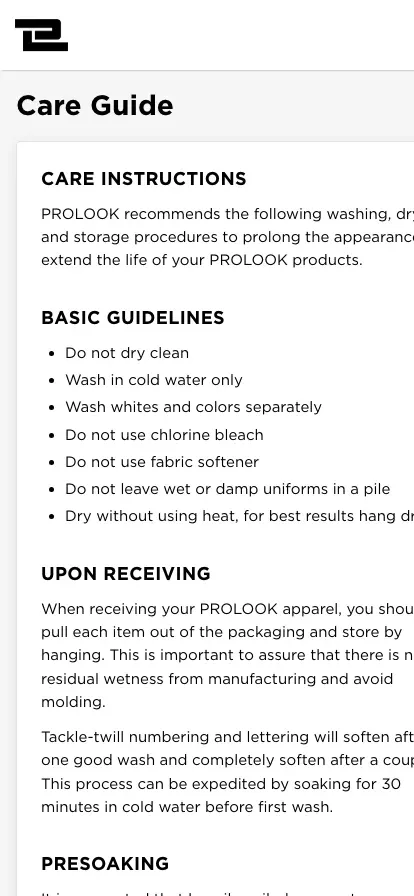 The Care Guide page on a phone.