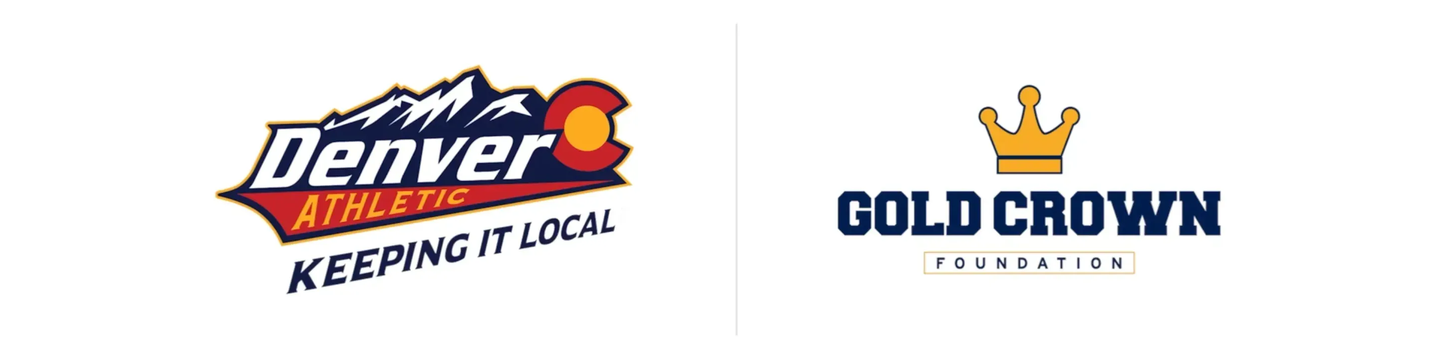 The Denver Athletic Keeping It Local logo beside the Gold Crown Foundation logo.
