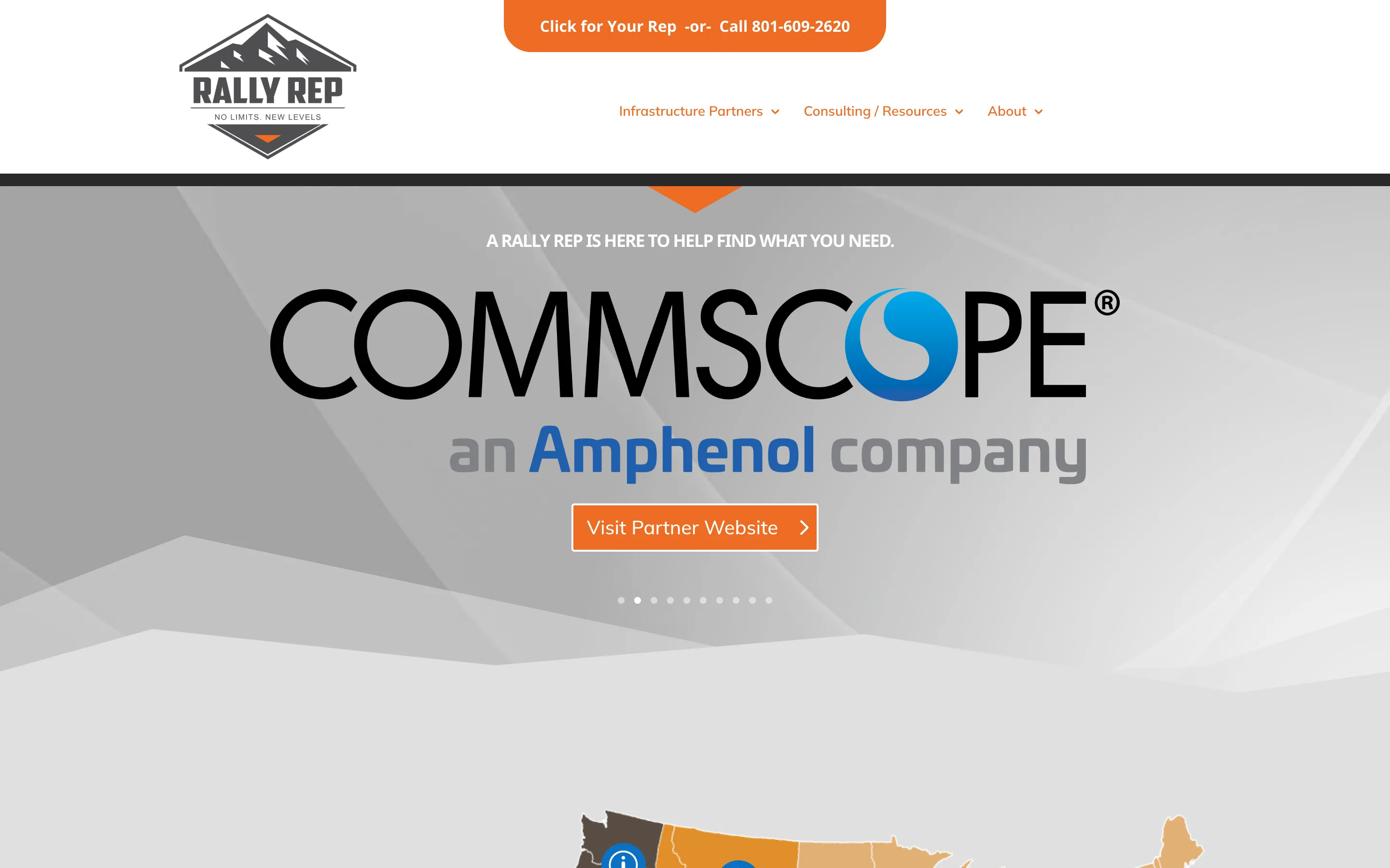The top of the Rally Rep home page on desktop.