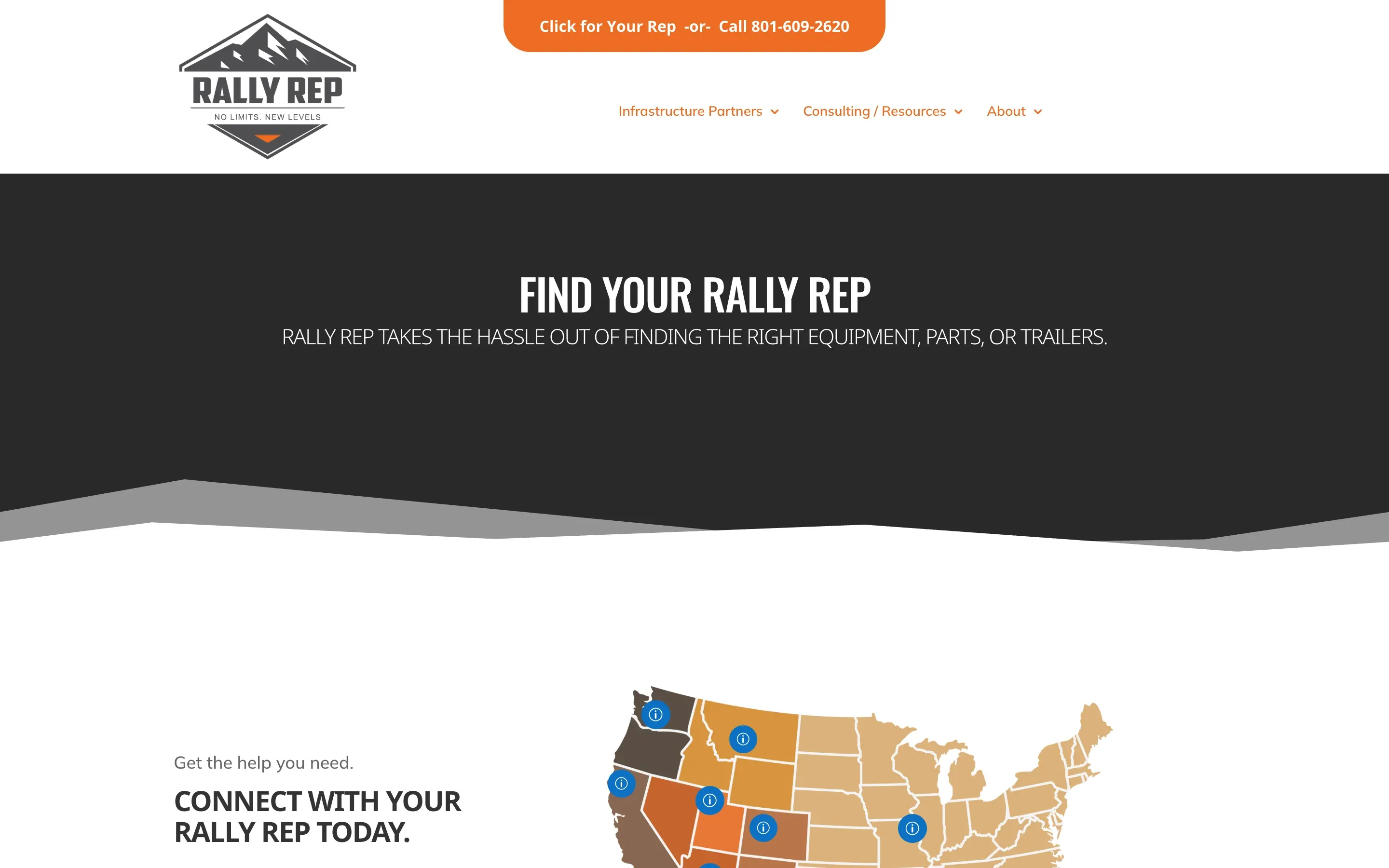 The Find Your Rally Rep page, with a map of the western United States marked by region.