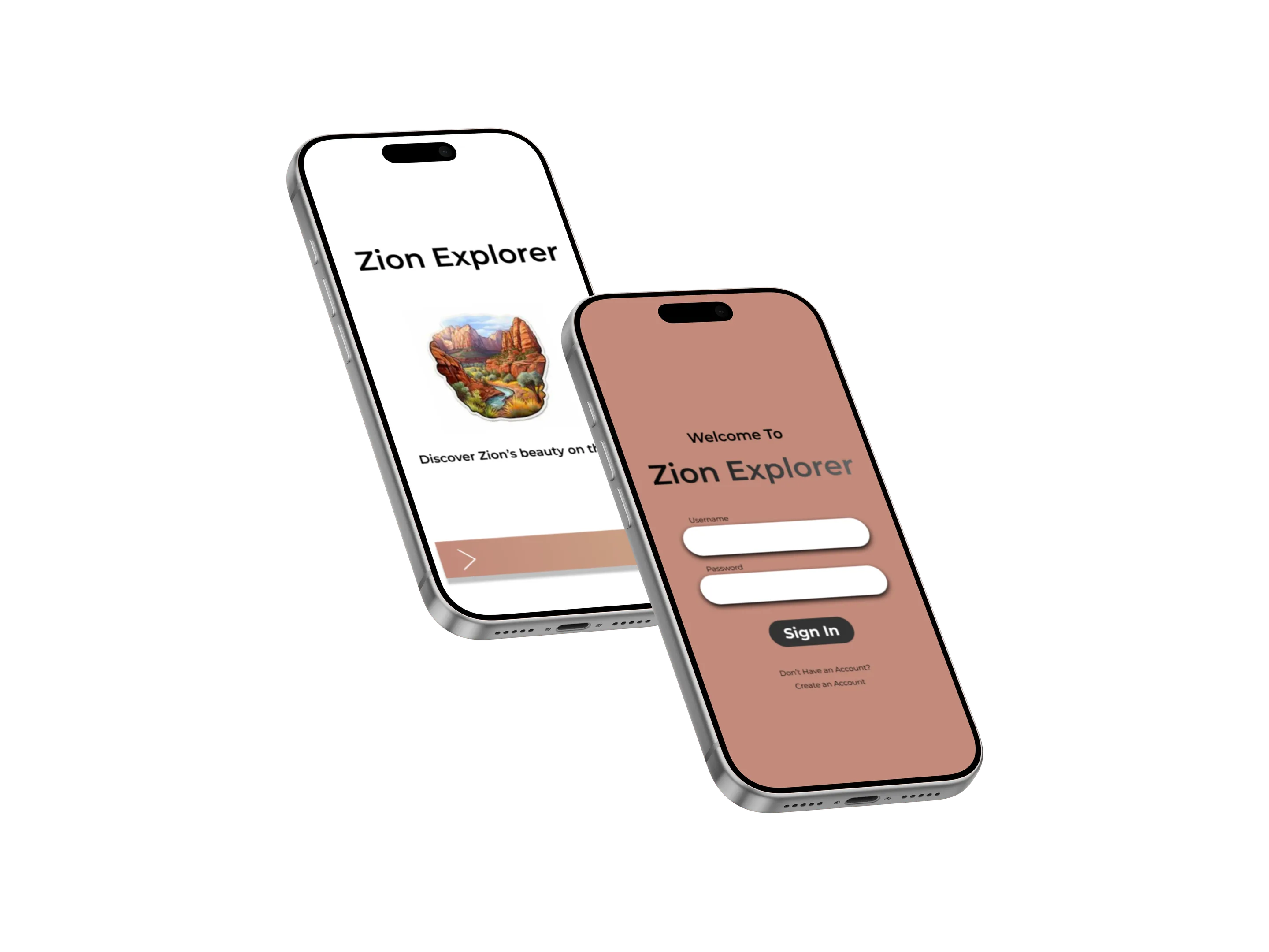 Screens from the Zion Explorer concept.